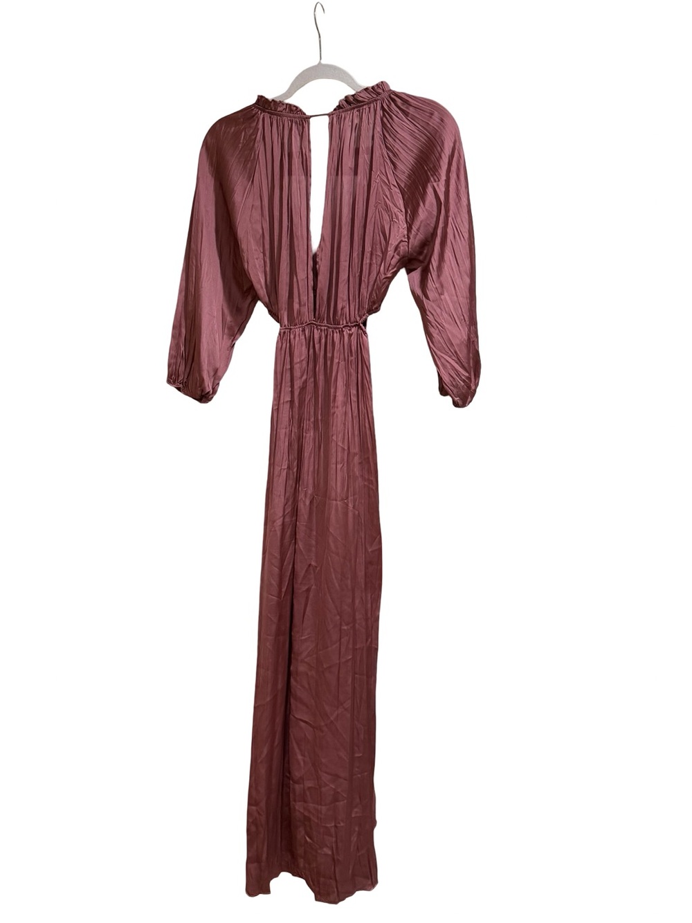✨ Zara Satin Effect Cutout Midi Dress Plum Purple Size XS Elegant Slip Dress - Picture 7 of 13